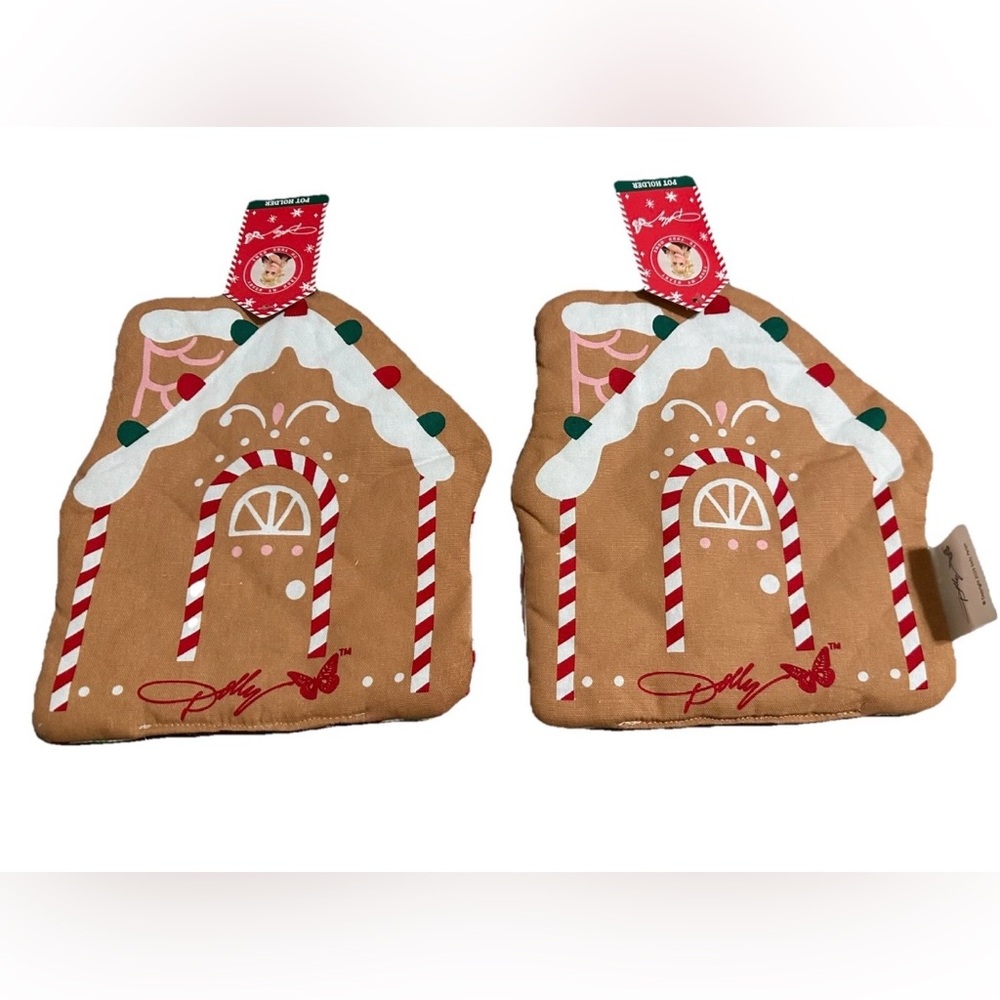 Dolly Parton Christmas Gingerbread House Themed Pot Holders. Limited Edition